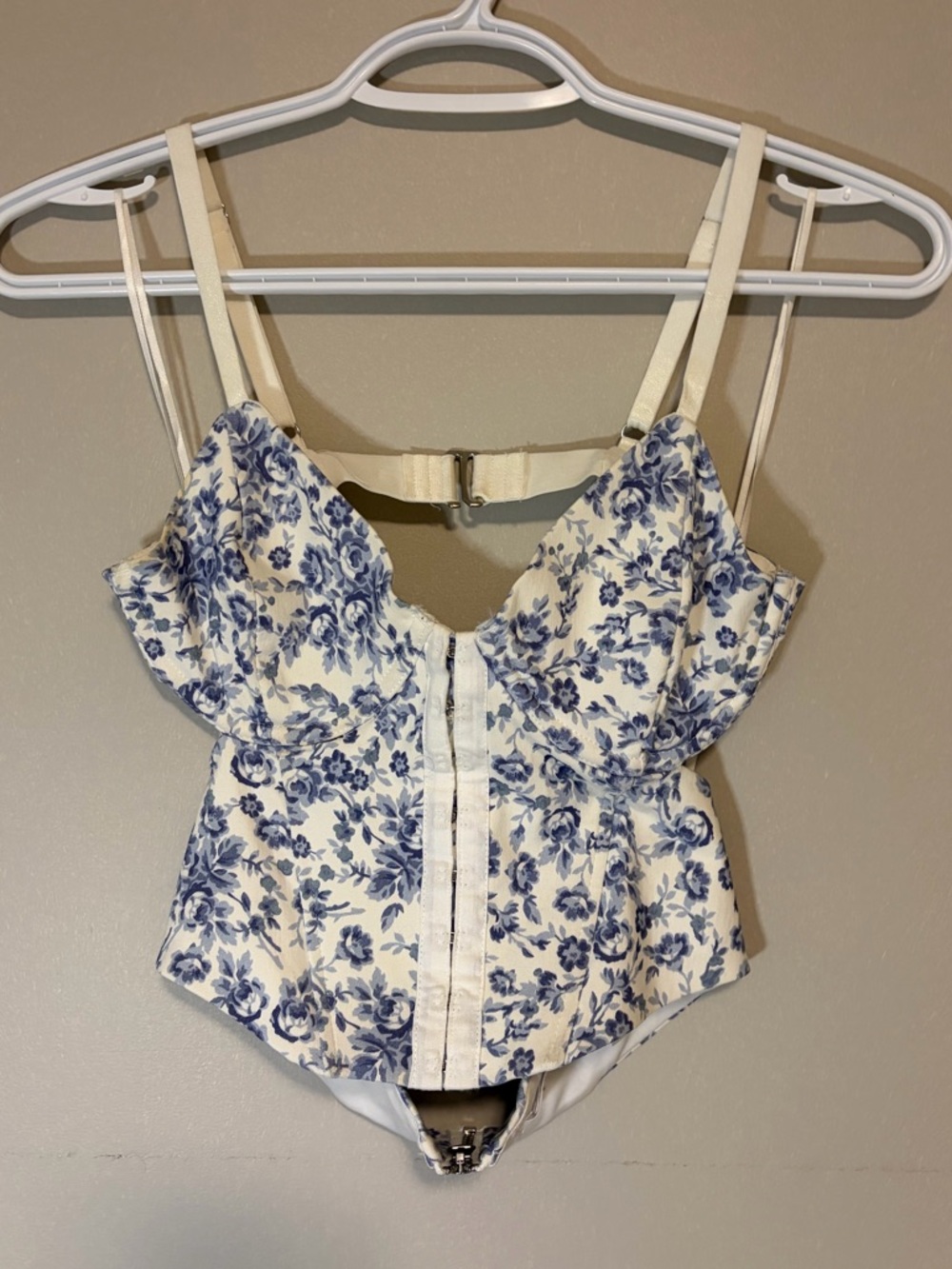 Garage Blue floral cut-out corset